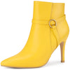 Pointed Toe Buckle Strap Stiletto Heel Ankle Boots for Women