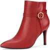 Pointed Toe Buckle Strap Stiletto Heel Ankle Boots for Women