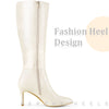 Stone Pattern Pointed Toe Stiletto Heel Knee High Boots for Women