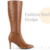 Stone Pattern Pointed Toe Stiletto Heel Knee High Boots for Women