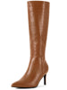Stone Pattern Pointed Toe Stiletto Heel Knee High Boots for Women