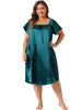 Plus Size Satin Silk Nightgown for Women Pleated Loose Sleepwear Nightshirt Sleep Dresses