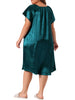 Plus Size Satin Silk Nightgown for Women Pleated Loose Sleepwear Nightshirt Sleep Dresses