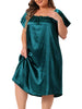 Plus Size Satin Silk Nightgown for Women Pleated Loose Sleepwear Nightshirt Sleep Dresses