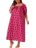 Plus Size Nightgowns for Women Cherry Sleepshirts Ruffle Princess Comfy Nightdress Pajamas Lounger