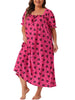 Plus Size Nightgowns for Women Cherry Sleepshirts Ruffle Princess Comfy Nightdress Pajamas Lounger