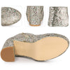 Platform Glitter Round Toe Chunky Heels Ankle Boots for Women