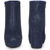 Platform Glitter Round Toe Chunky Heels Ankle Boots for Women