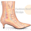 Pointed Toe Zipper Kitten Heels Ankle Boots for Women