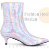 Pointed Toe Zipper Kitten Heels Ankle Boots for Women