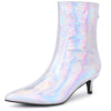 Pointed Toe Zipper Kitten Heels Ankle Boots for Women