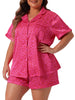 Plus Size Pajamas Set for Women Single Breasted Stars Short Sleeve Sleepwear