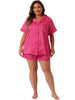 Plus Size Pajamas Set for Women Single Breasted Stars Short Sleeve Sleepwear
