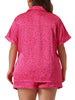 Plus Size Pajamas Set for Women Single Breasted Stars Short Sleeve Sleepwear