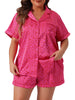 Plus Size Pajamas Set for Women Single Breasted Stars Short Sleeve Sleepwear