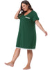 Plus Size Nightgown Sleepwear for Women Soft Sleepshirt Short Sleeve Lace Trim Pajama Nightshirt
