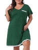 Plus Size Nightgown Sleepwear for Women Soft Sleepshirt Short Sleeve Lace Trim Pajama Nightshirt