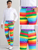 Rainbow Striped Dress Pants for Men&