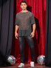 Glitter Mesh Sheer T Shirt for Men&