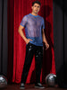 Glitter Mesh Sheer T Shirt for Men&