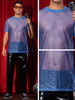 Glitter Mesh Sheer T Shirt for Men&