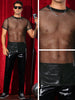 Glitter Mesh Sheer T Shirt for Men&