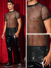 Glitter Mesh Sheer T Shirt for Men&