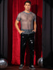 Glitter Mesh Sheer T Shirt for Men&
