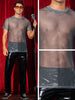 Glitter Mesh Sheer T Shirt for Men&