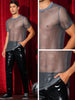 Glitter Mesh Sheer T Shirt for Men&