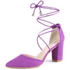 Pointy Toe Lace Up Chunky Heel Dress Pumps for Women