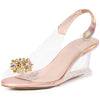Rhinestone Clear Wedge Heel Sandal for Women