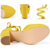 Lace Up Strappy Platform Block Heel Pumps for Women