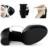 Platform Bow T Strap Chunky Heel Pumps for Women