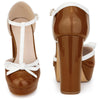 Platform Bow T Strap Chunky Heel Pumps for Women