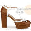 Platform Bow T Strap Chunky Heel Pumps for Women