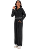 Onfers Two Piece Sets for Women Casual Cropped Half Button Hoodie Top Wide Leg Pants Ribbed Knit Tracksuit