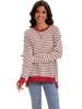 Onfers Womens Split Hem Striped Oversized Sweatshirt Color Block Crew Neck Casual Loose Shirt Tops