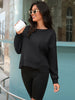 Onfers Cropped Sweatshirt for Women Crewneck Fleece Pullover Tops Oversized Hoodie Fashion Fall Outfits
