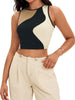 Onfers Color Block Tank Top for Women Summer Ribbed Sleeveless Crop Basic Going Out Tops