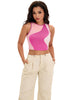 Onfers Color Block Tank Top for Women Summer Ribbed Sleeveless Crop Basic Going Out Tops