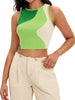 Onfers Color Block Tank Top for Women Summer Ribbed Sleeveless Crop Basic Going Out Tops