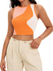 Onfers Color Block Tank Top for Women Summer Ribbed Sleeveless Crop Basic Going Out Tops