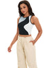 Onfers Color Block Tank Top for Women Summer Ribbed Sleeveless Crop Basic Going Out Tops