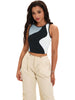 Onfers Color Block Tank Top for Women Summer Ribbed Sleeveless Crop Basic Going Out Tops