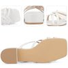 Square Toe Cross Strap Chunky Heel Slide Sandals for Women