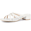 Square Toe Cross Strap Chunky Heel Slide Sandals for Women