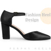 Ankle Strap Pointy Toe Chunky Heel Pumps for Women