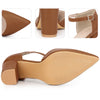 Ankle Strap Pointy Toe Chunky Heel Pumps for Women