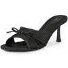 Knot Open Toe Slide Heels Satin Stiletto Heel Sandals for Women